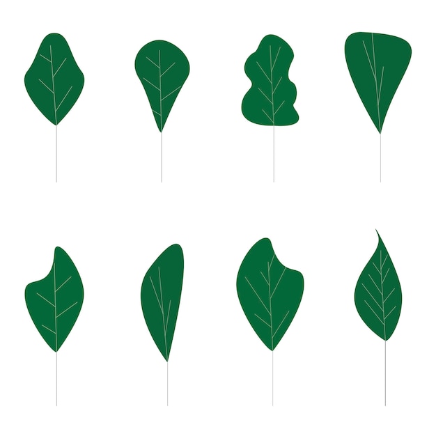 Forma floral abstrata da coleção de árvores planas verdes