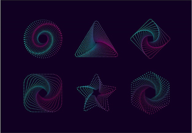 Vetor forma geométrica com partículas ponto ideal para coleção de objetos de design.