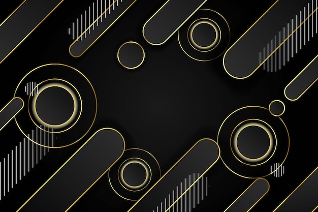 Forma geométrica de fundo de luxo preto com gradiente preto e dourado