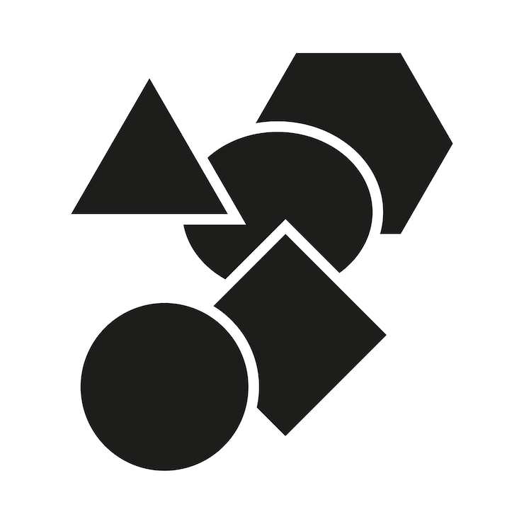 Vetor forma geométrica do logotipo do ícone com quadrado de círculo e triângulo sobrepostos estrutura do edifício de construção e ícone do símbolo de montagem imagem de stock