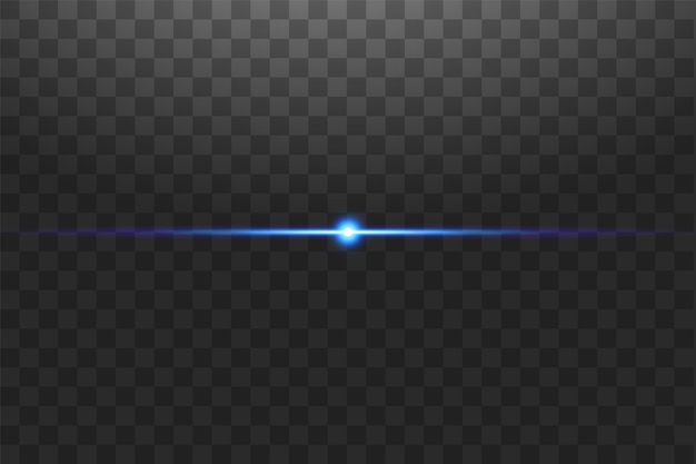 Forma linha única feixe de luz holofotes estrela linhas de néon azul com efeitos de luz isolados em fundo transparente ilustração vetorial
