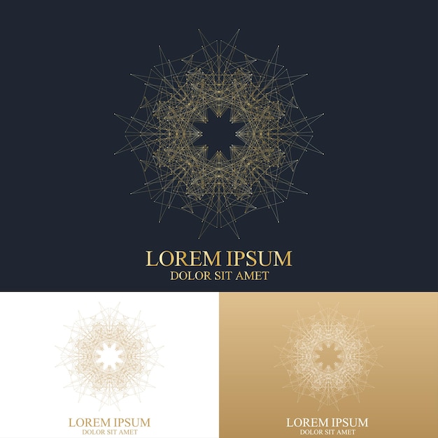 Forma redonda abstrata geométrica com linhas e pontos conectados. Composição gráfica para medicina, ciência, tecnologia, química. Modelo de logotipo de vetor.