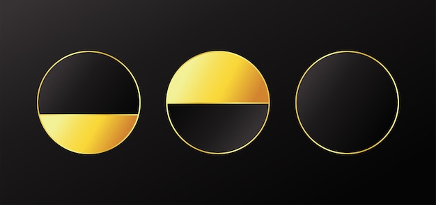 Forma redonda de eclipse em branco premium de luxo. design de distintivo de rótulo de gradiente preto dourado.