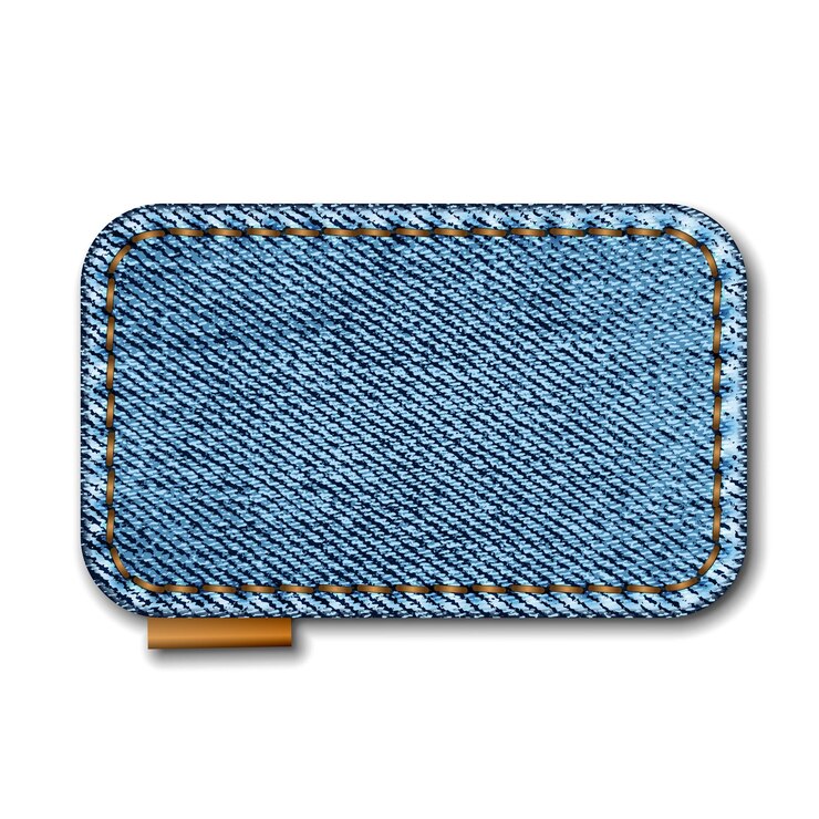Vetor forma retangular jeans com pontos patch de jeans com costura