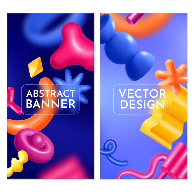 Vetor formas abstratas 3d em estilo gradiente