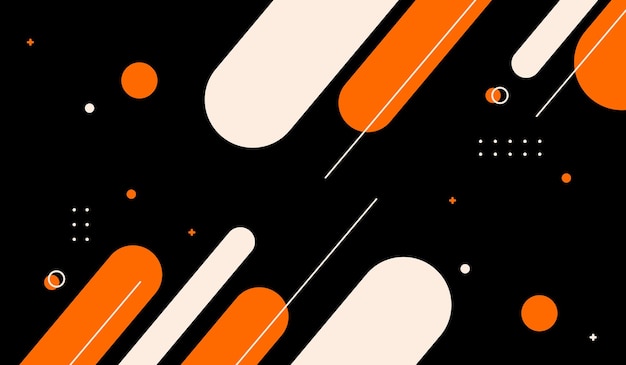 Formas abstratas laranja e brancas com design vetorial de fundo preto