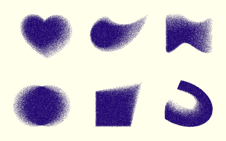 Formas borradas abstratas em preto com bordas suaves com efeito de ruído