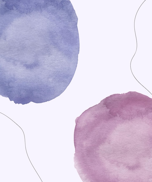 Formas de pincelada aquarela azul e rosa com fundo de linhas pretas