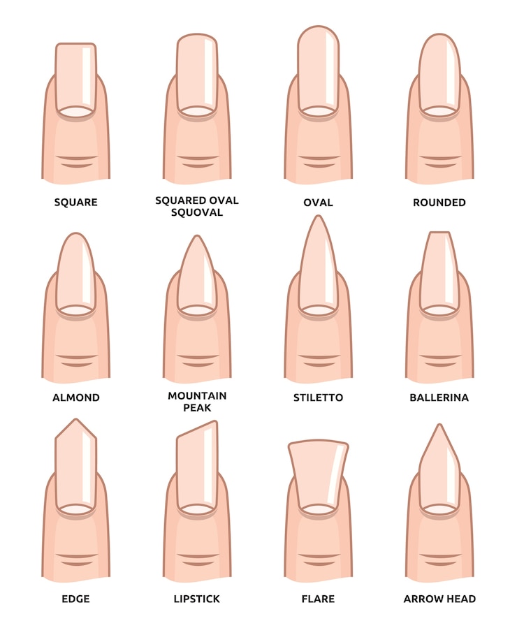 Vetor formas diferentes de unhas - tendências de moda unhas