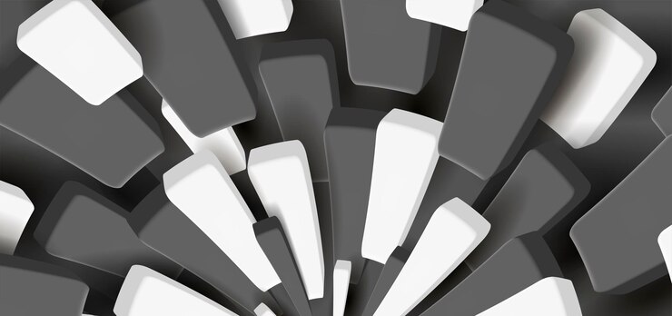 Vetor formas em preto e branco criando um fundo abstrato de movimento dinâmico