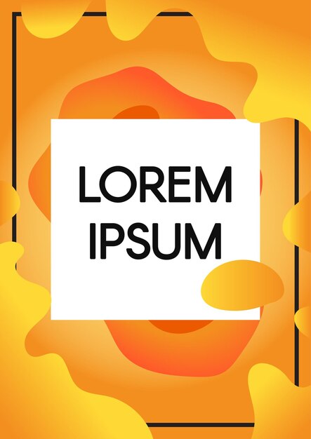 Formas fluidas abstratas com fundo laranja de quadro de texto