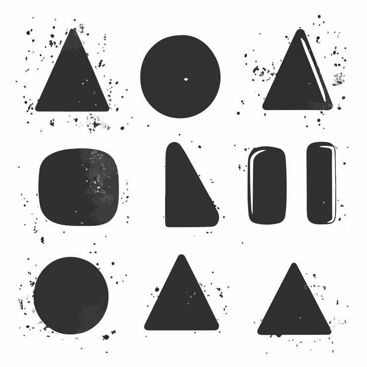 Vetor formas geométricas brutalistas criativas setadas com um estilo brincalhão ingênuo