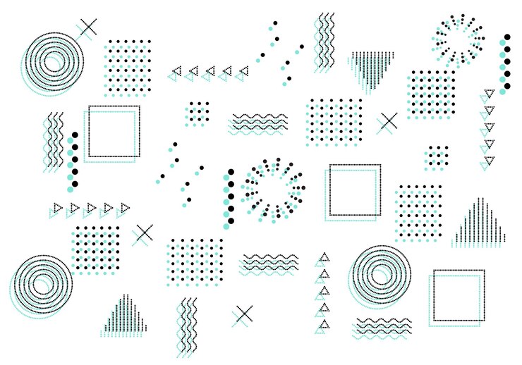 formas geométricas com pontos em estilo moderno