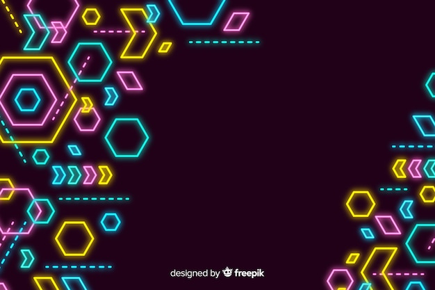 Formas geométricas de néon fundo decorativo