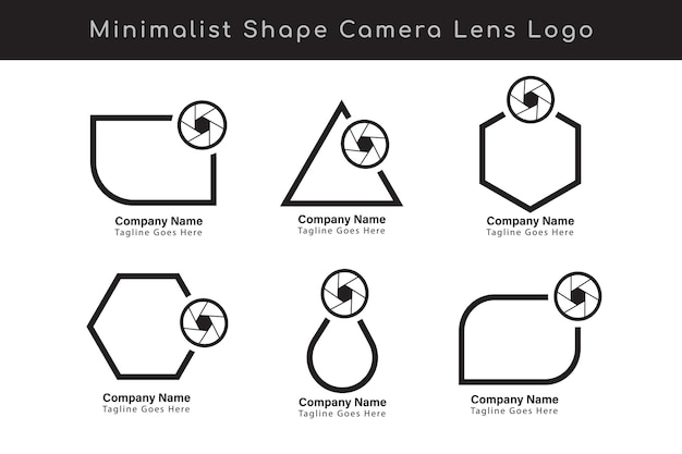 Formas geométricas minimalistas com logotipo da lente da câmera