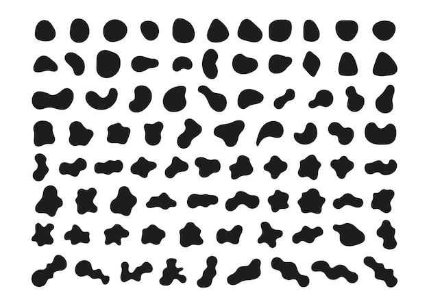 Vetor formas pretas de bolhas aleatórias abstratas orgânicas fluido formas irregulares silhuetas bolha amorfa