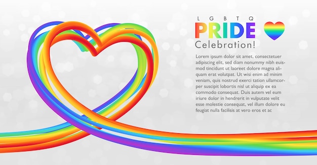 Formato de coração de arco-íris colorido para celebração do orgulho lgbtq