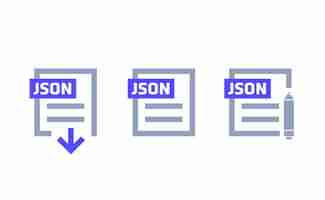 Vetor formato json descarregar arquivo editar ícones de documento