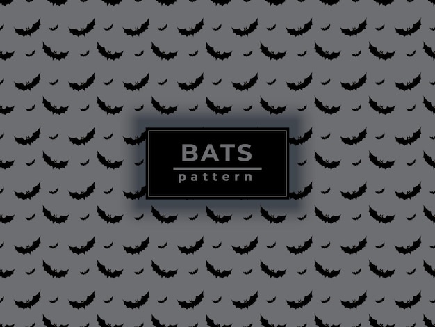Formato vetorial de fundo de design de padrão sem costura de morcegos pretos, padrão de morcegos de halloween preto e cinza