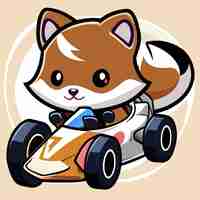 Vetor formel rennwagen em uma curva de vetor ilustração kawaii