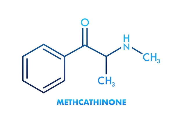 Fórmula de methcathinone para design médico fórmula química de methcathinone em fundo branco