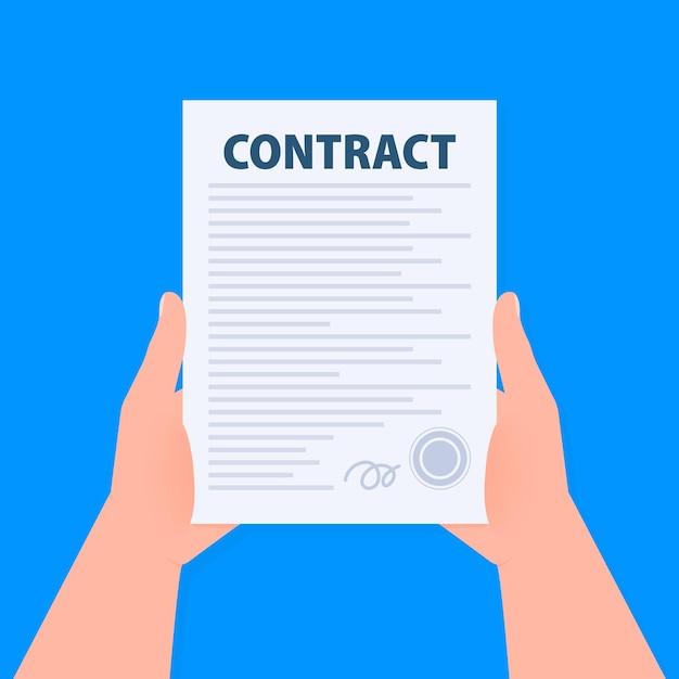 Formulário de documento do contrato assine a ilustração vetorial do contrato