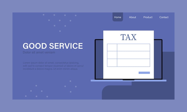 Formulário de imposto de conceito de tributação de bom serviço no laptop