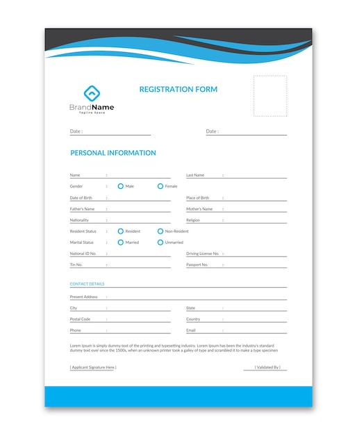 Vetor formulário de inscrição formulário de admissão formulário de modelo modelo de formulário escolar formulário de formulário universitário design de formulário