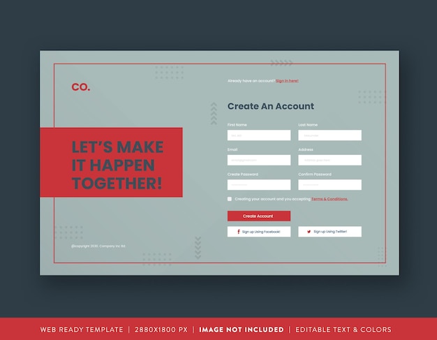 Formulário de inscrição no site ou design de formulário de registro na Web Design de sobreposição do site
