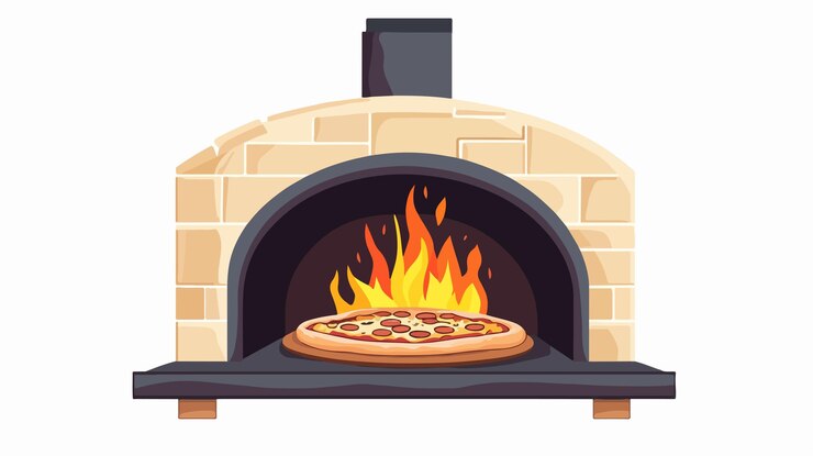 Vetor forno profissional comercial de pizza para assar pizza fresca delícia culinária