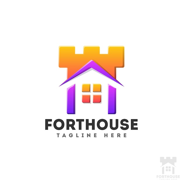 Vetor fort house - logotipo de imóveis seguros