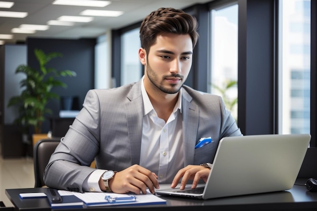 Vetor foto grátis empresário bonito trabalhando em escritório