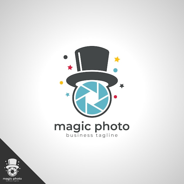 Vetor foto mágica logotipo da câmera mágica