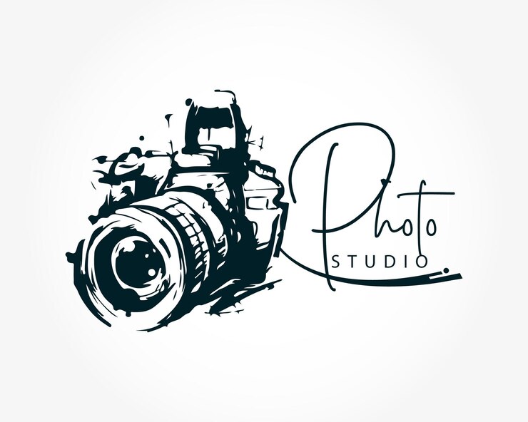 Vetor fotografia digital dslr logo da câmera preto e branco