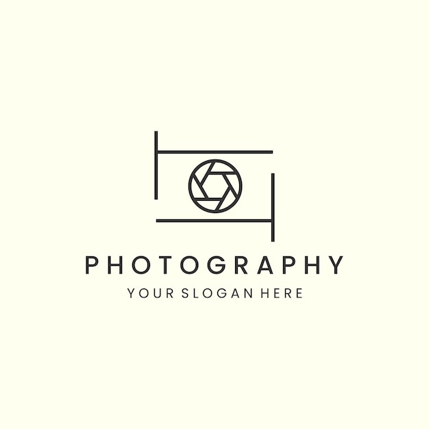 Fotografia minimalista com ilustração de modelo de câmera de design de ícone de vetor de logotipo de estilo de arte de linha