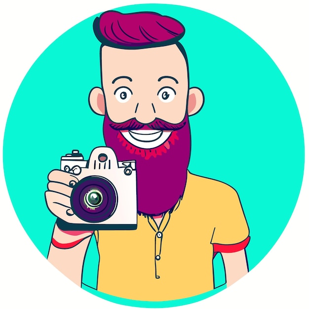 Vetor fotógrafo homem ilustração vetorial desenho animado