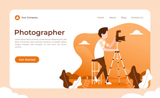 Vetor fotógrafo landing page