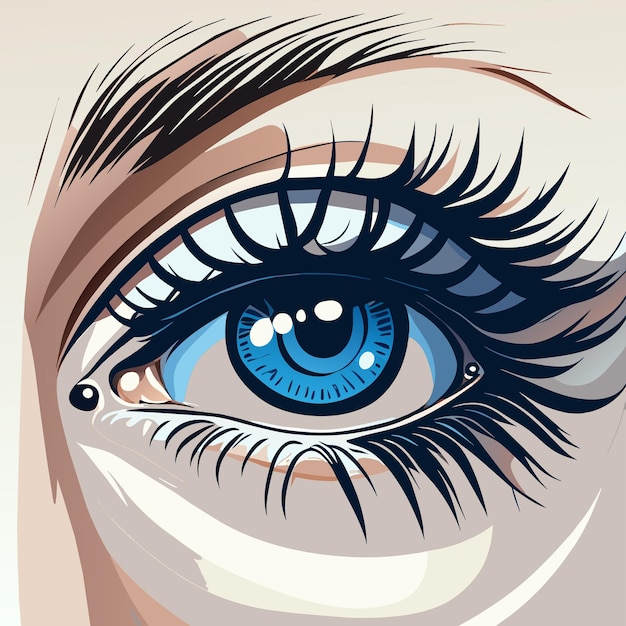 Vetor fotos aproximadas de olhos e sobrancelhas desenhadas à mão com ícone de adesivo de desenho animado ilustração isolada