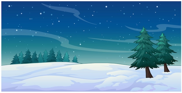 Vetor fotos dos desenhos animados da atmosfera no inverno com neve coberta.