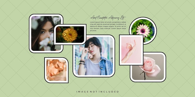 Fotos ou fotos moldura colagem página de quadrinhos layout de grade molduras abstratas e modelo de parede de foto digital