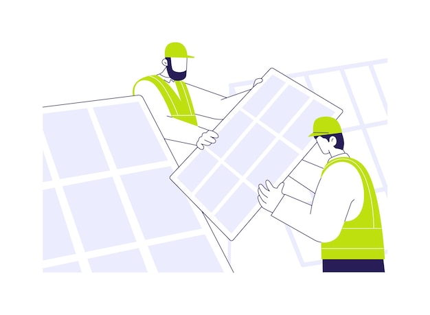 Fotovoltaica conceito abstrato ilustração vetorial grupo de trabalhadores lida com painéis solares