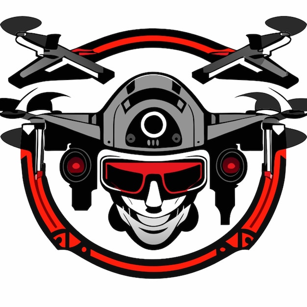 Fpv drone destruindo inimigos técnicas adesivo vector ilustração desenho animado
