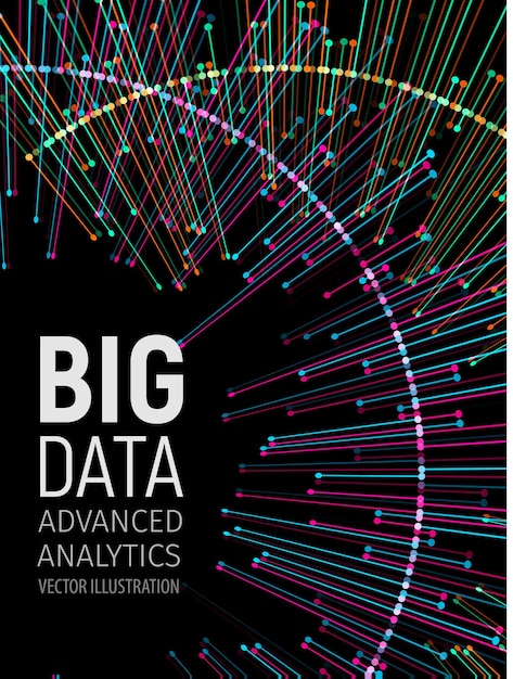 Fractals de energia visual de big data Infográfico de rede de tecnologia Design de análise de informações Ilustração vetorial