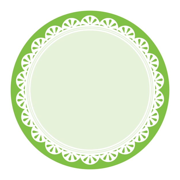 Vetor frame circular verde elegante e simples decorado com desenho de renda redonda