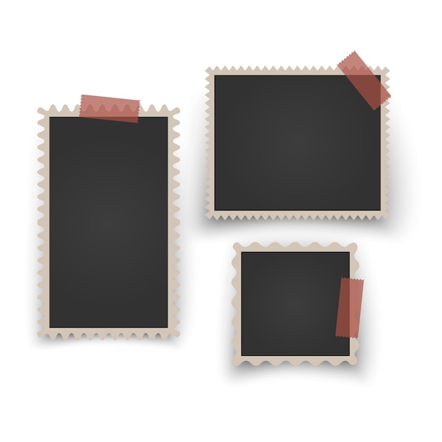 Frames de fotos retrô Frame de fotos de papel vintage Frame de cartas de fotos vácuo realista Formato vetorial