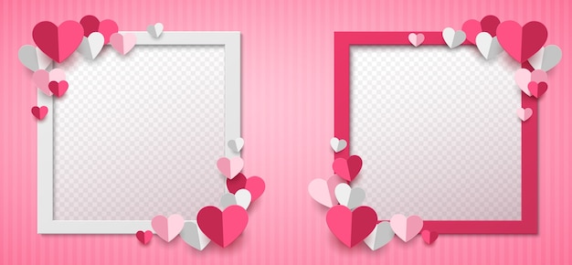 Frames de fotos românticas com decorações de coração