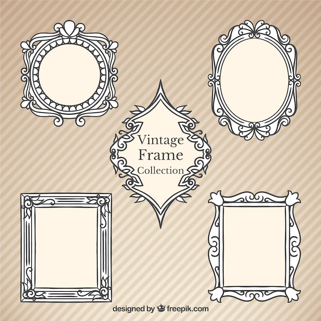 Frames desenhados mão decorativos do vintage