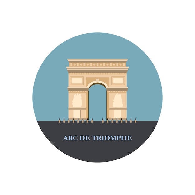 França, paris, arco do triunfo, ícone do vetor isolado no fundo branco.
