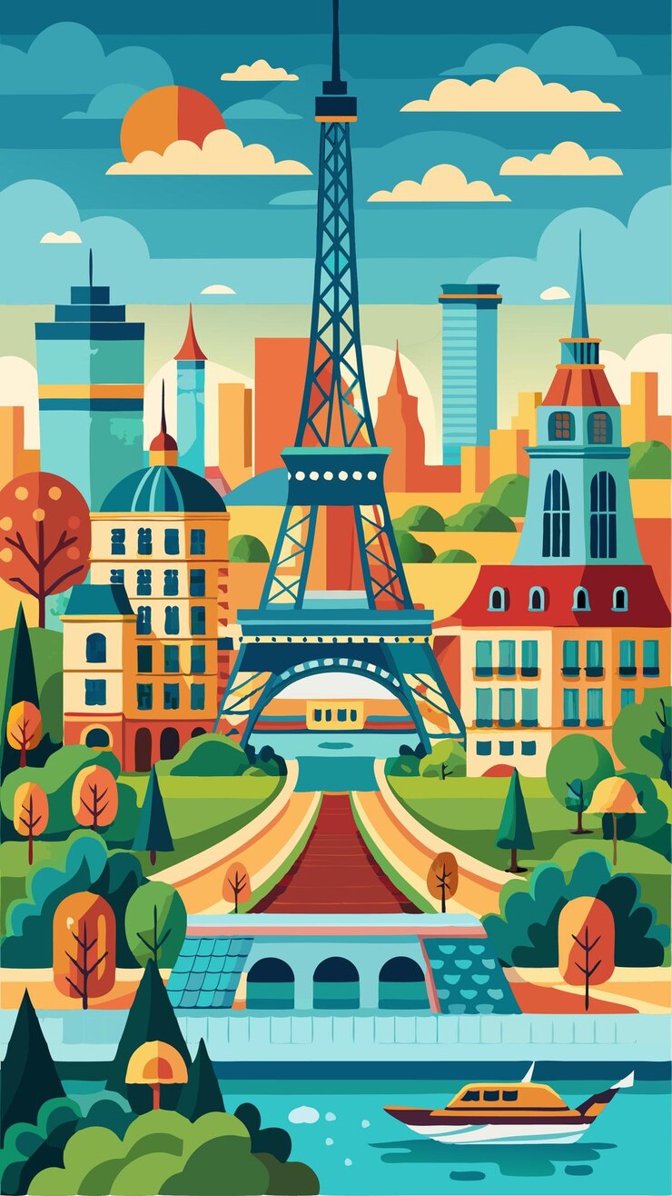 Vetor frança paris ilustração de arte vetorial icônica