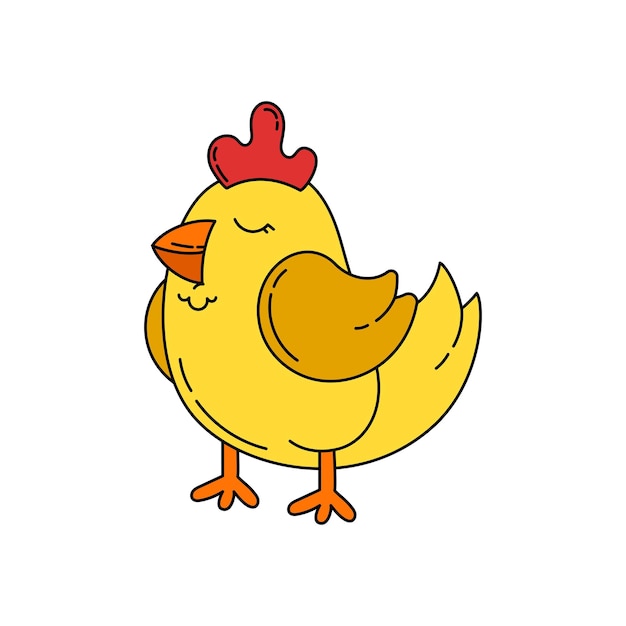 Vetor frango doodle vector ilustração colorida isolada em um branco